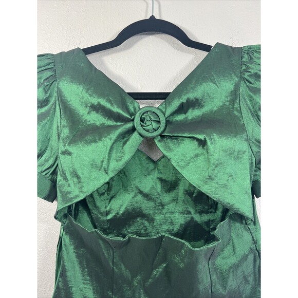 Lulu's Emerald Green Puff Sleeve Sweetheart Neckline Blouse Size Small - Picture 4 of 8